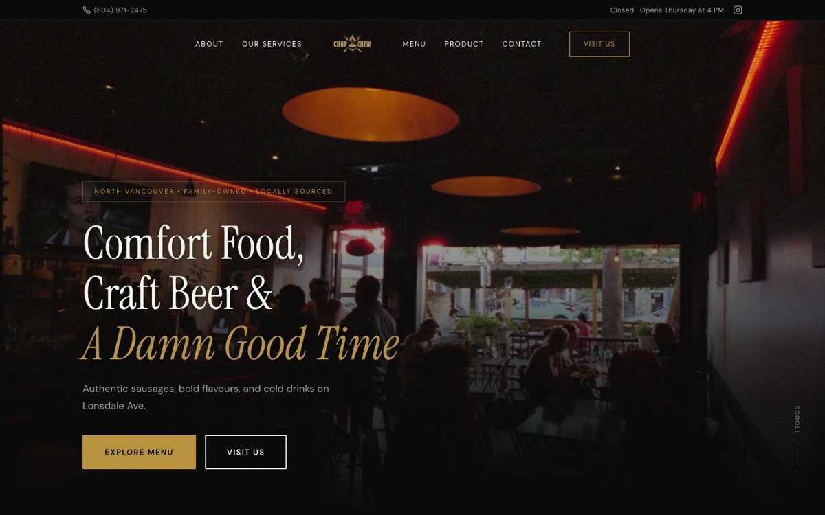 Chop & Chew website designed and built by Amplimetric